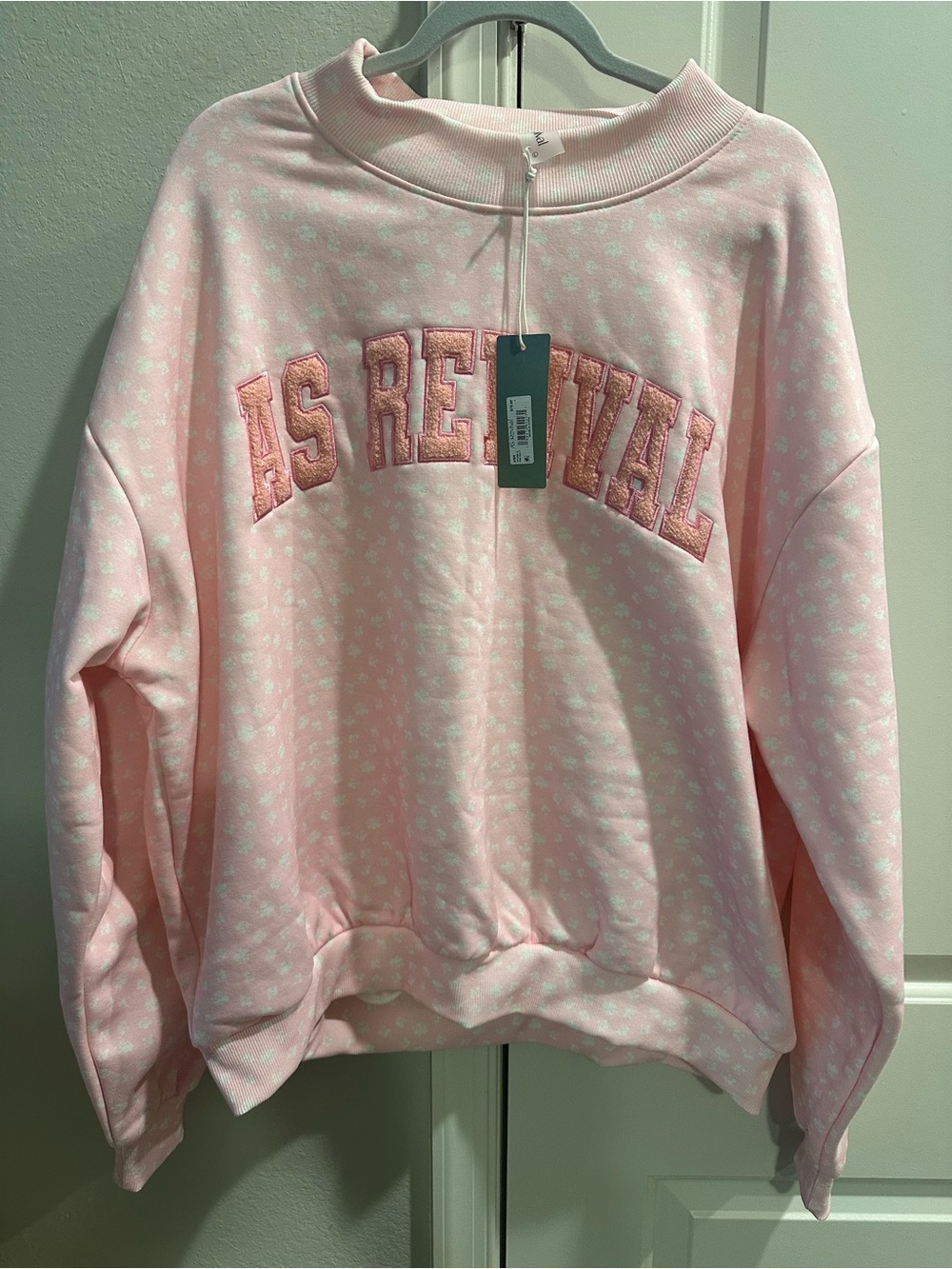 Altar'd State Light Pink Embroidered Pullover Sweatshirt AS REVIVAL edition